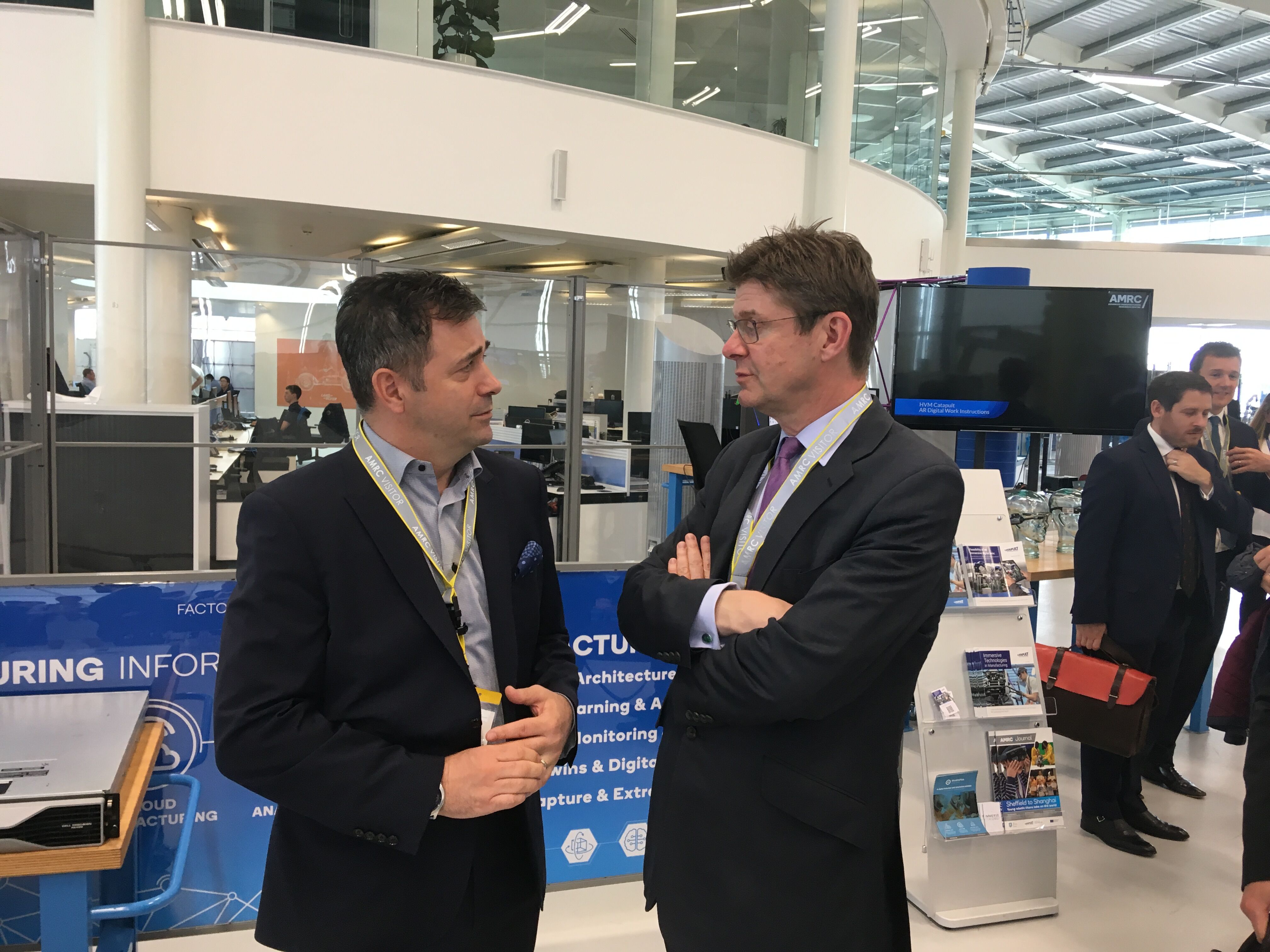 Pictured,: Secretary of State, Greg Clark, during his tour of the Smart Factory test bed