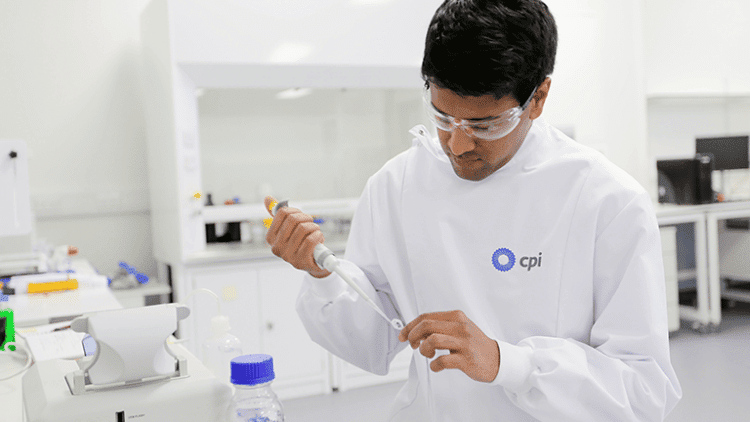CPI engineer using health testing equipment