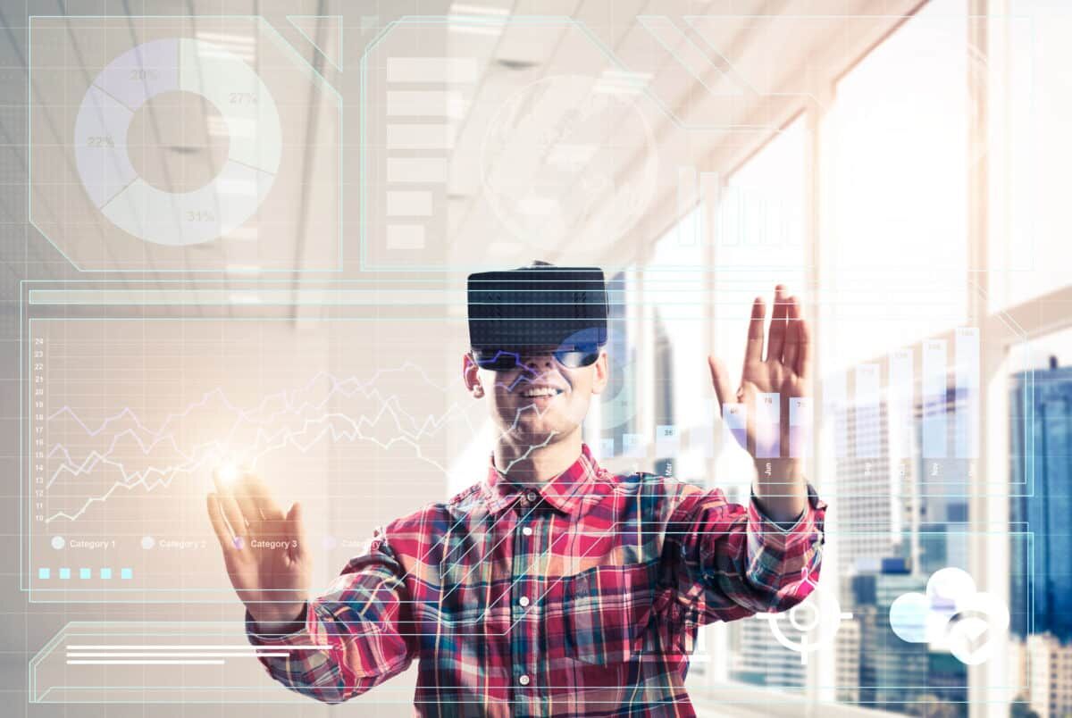 Man wearing virtual headset