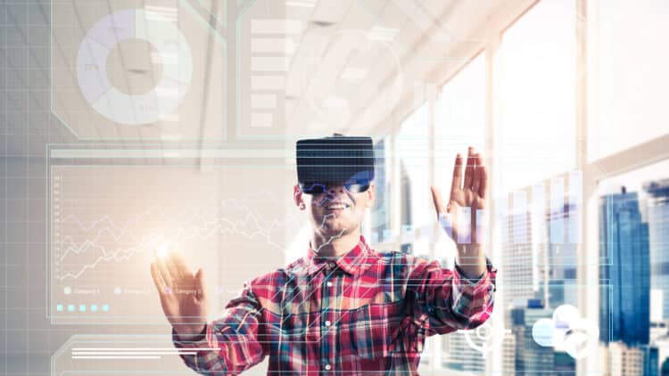 Man wearing virtual headset